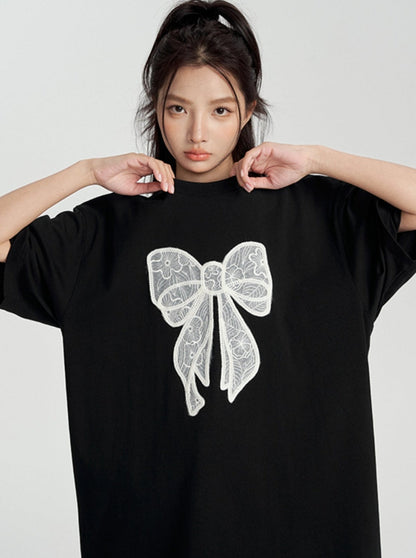 T-shirt With Lace Bow Detail
