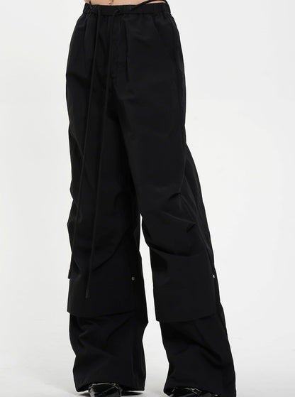 High-waisted Wide Leg Trousers - Black Pleated Front Palazzo Pants