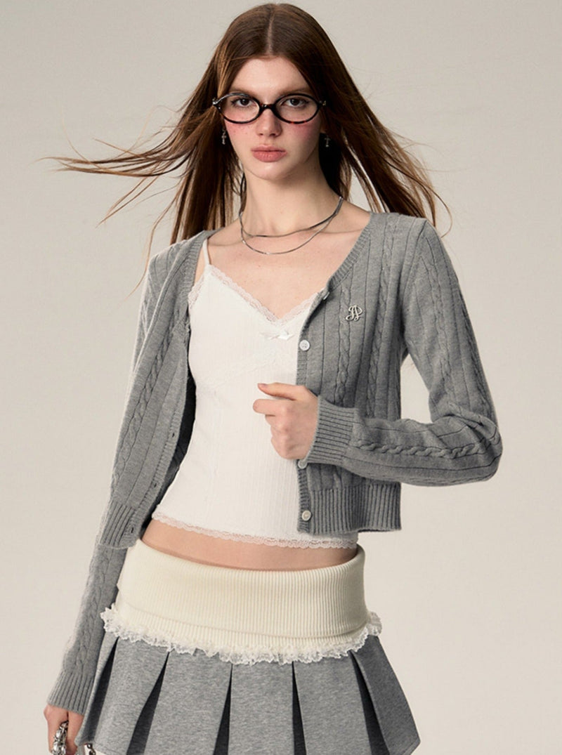 Wool Button-down Cardigan Set