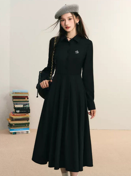 Classic Shirt Dress: Long-sleeve Midi With Pleated Skirt