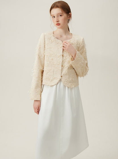 Boucle Pearl Button Coat