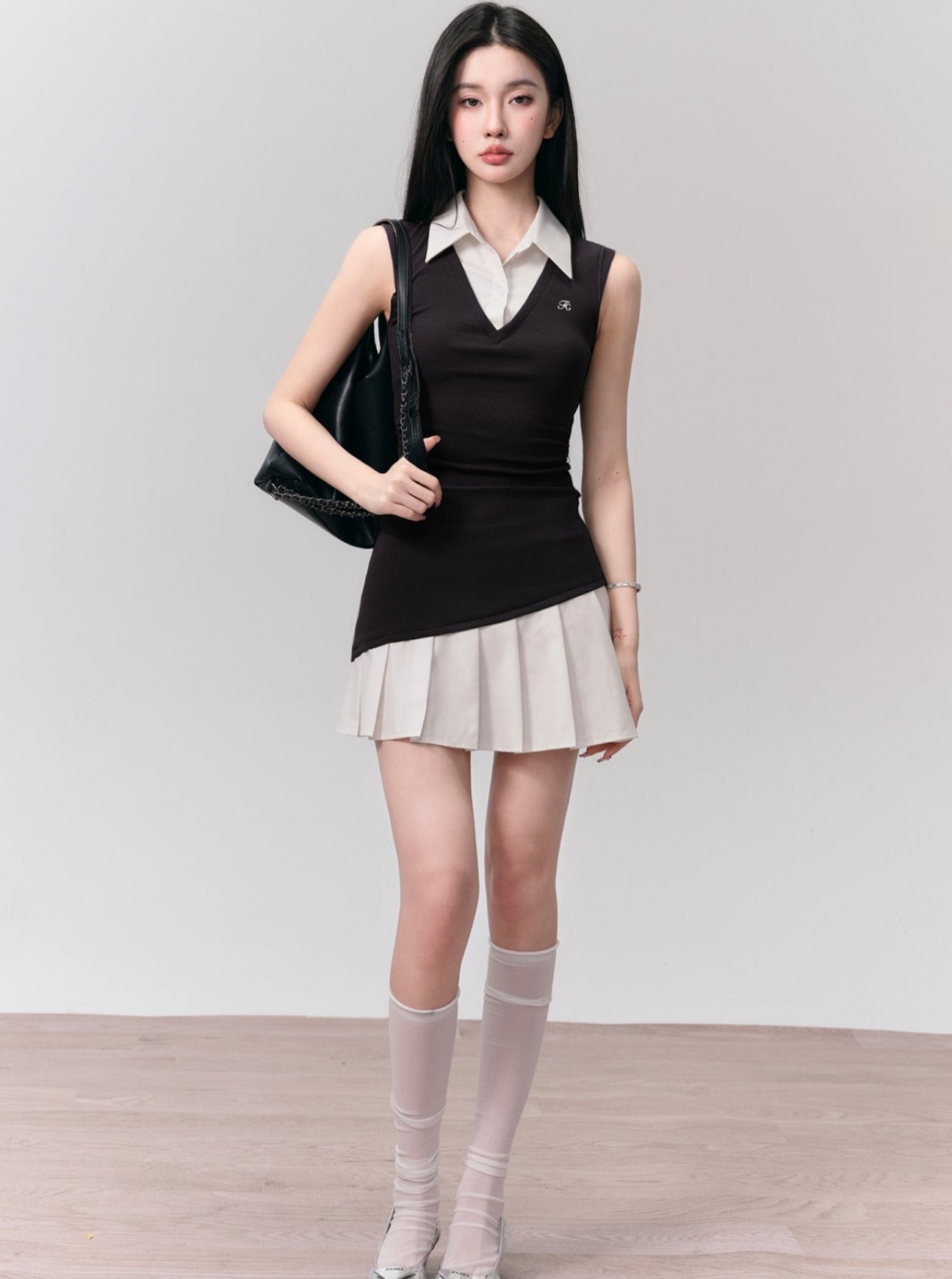 Contrast Collared Mini Dress Duo