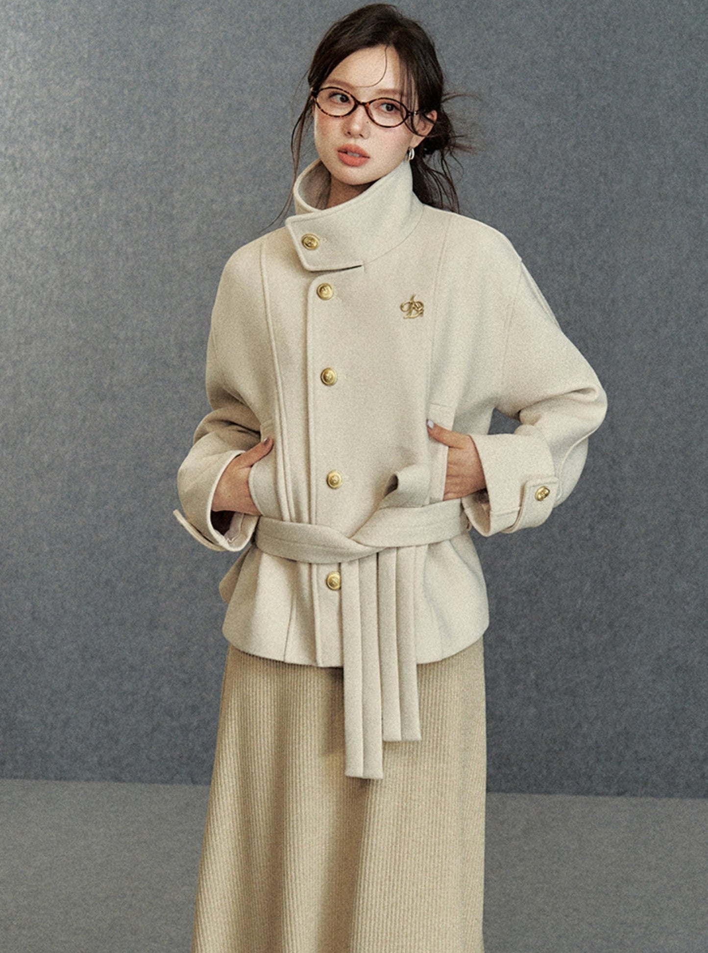 Asymmetric Belted Coat