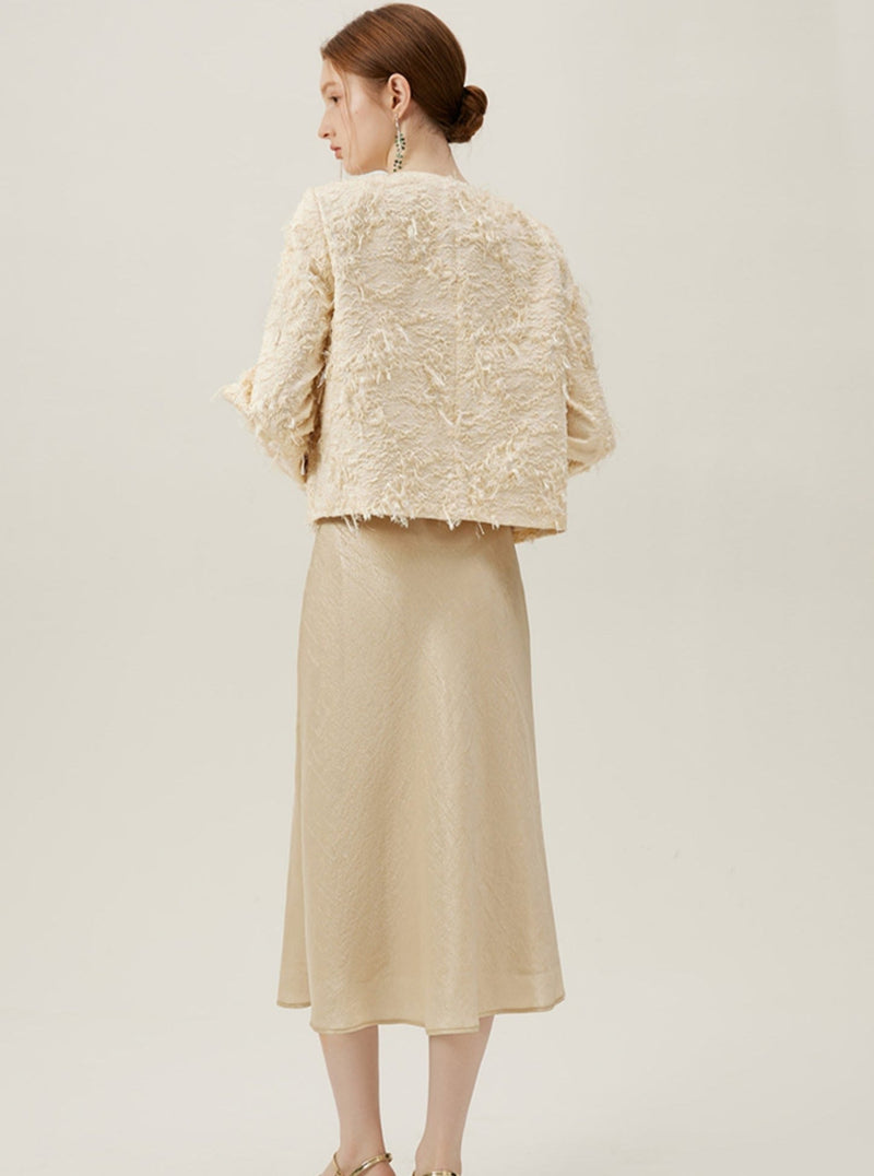 Boucle Pearl Button Coat