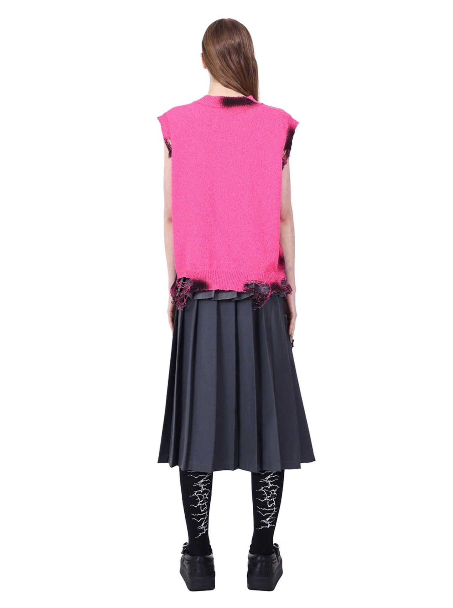 Pinkspink Gothic Tiered Pleated Skirt - Charcoal Gray