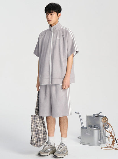 Faux Suede Track Short Pants