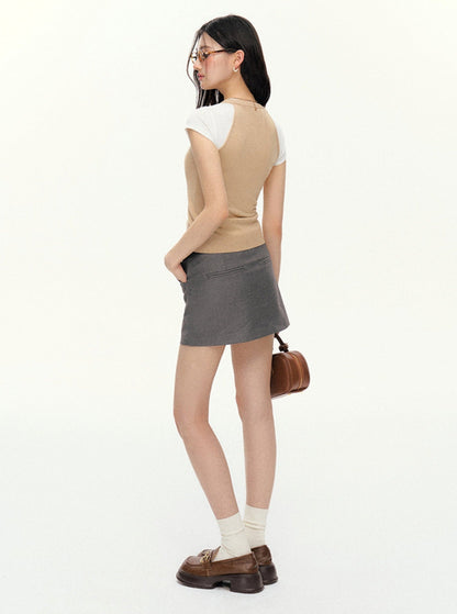 Sleeveless Ribbed Cardigan - V-neck Button-up Knit Tank Top