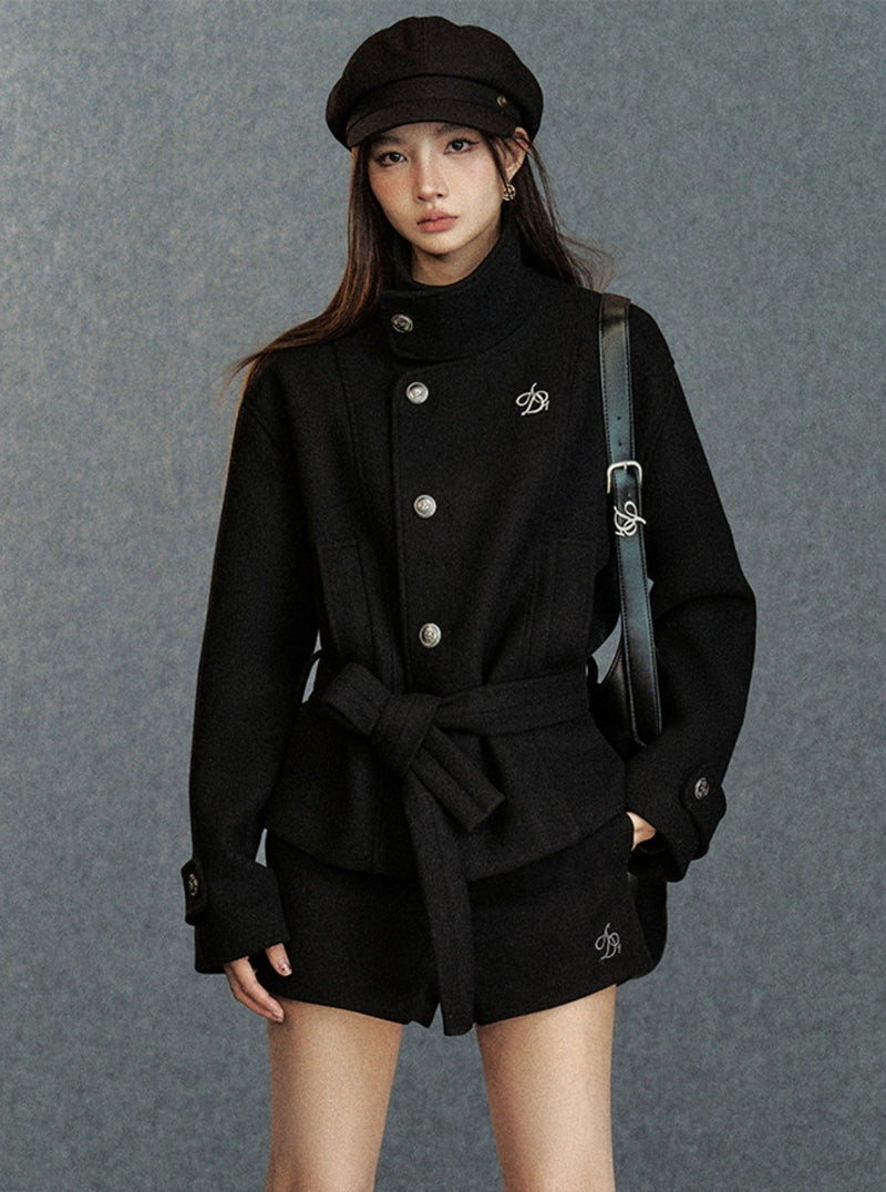 Asymmetric Belted Coat