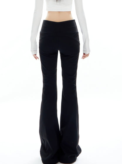 Black High-waisted Flared Pants