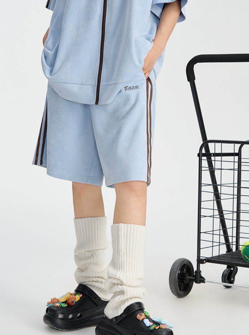 Faux Suede Track Short Pants