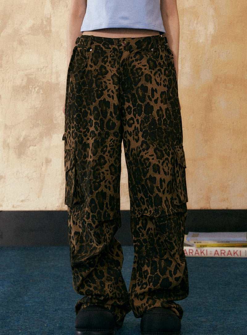 American Retro Leopard Print Pants