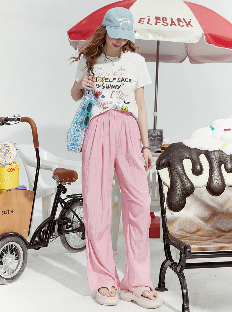 Sweet Doodle Heart Smiley Graphic T-shirt