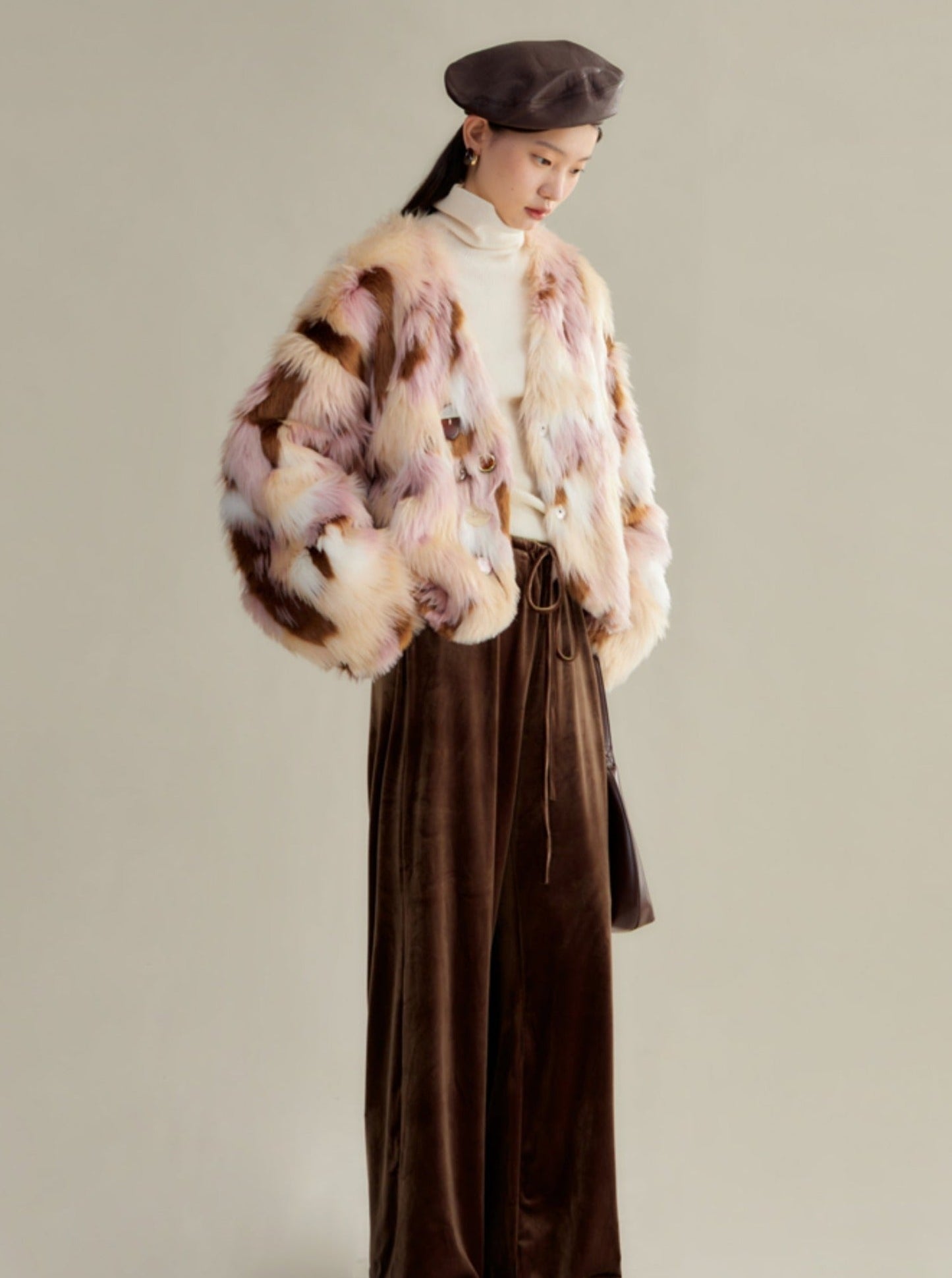 Multi-colored Faux Fur Statement Coat