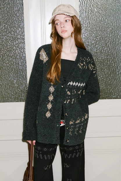 Argyle Pattern Cardigan