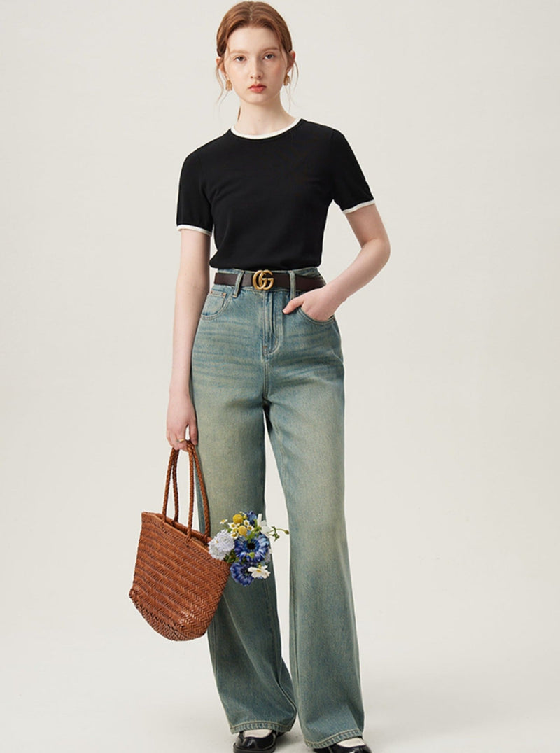 Contrast Edge Basic Everyday T-shirt