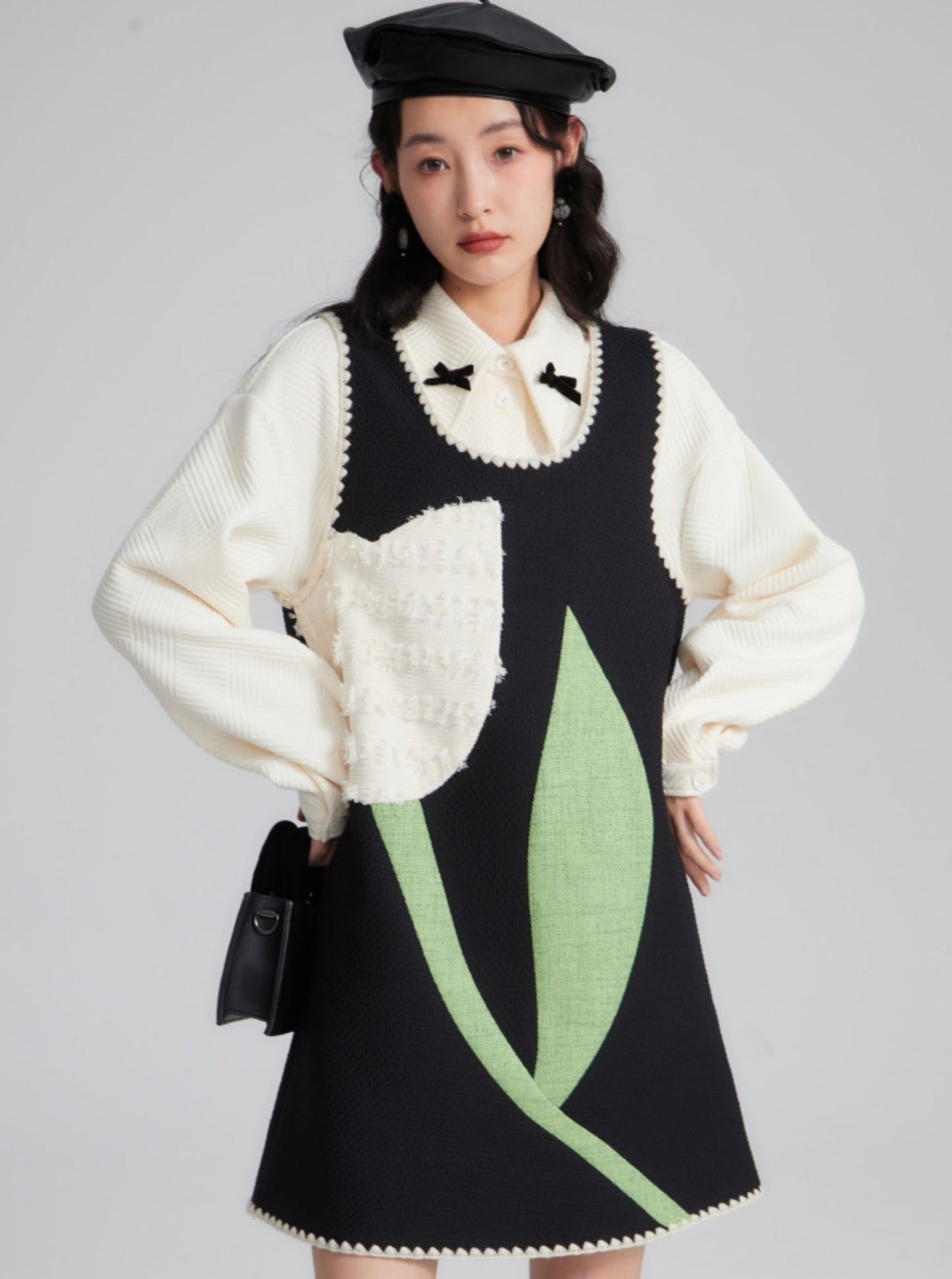 Whimsical Jumper Dress With Tulip Design