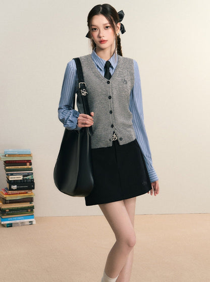Classic Sweater Vest - Button-front Knit Sleeveless Cardigan