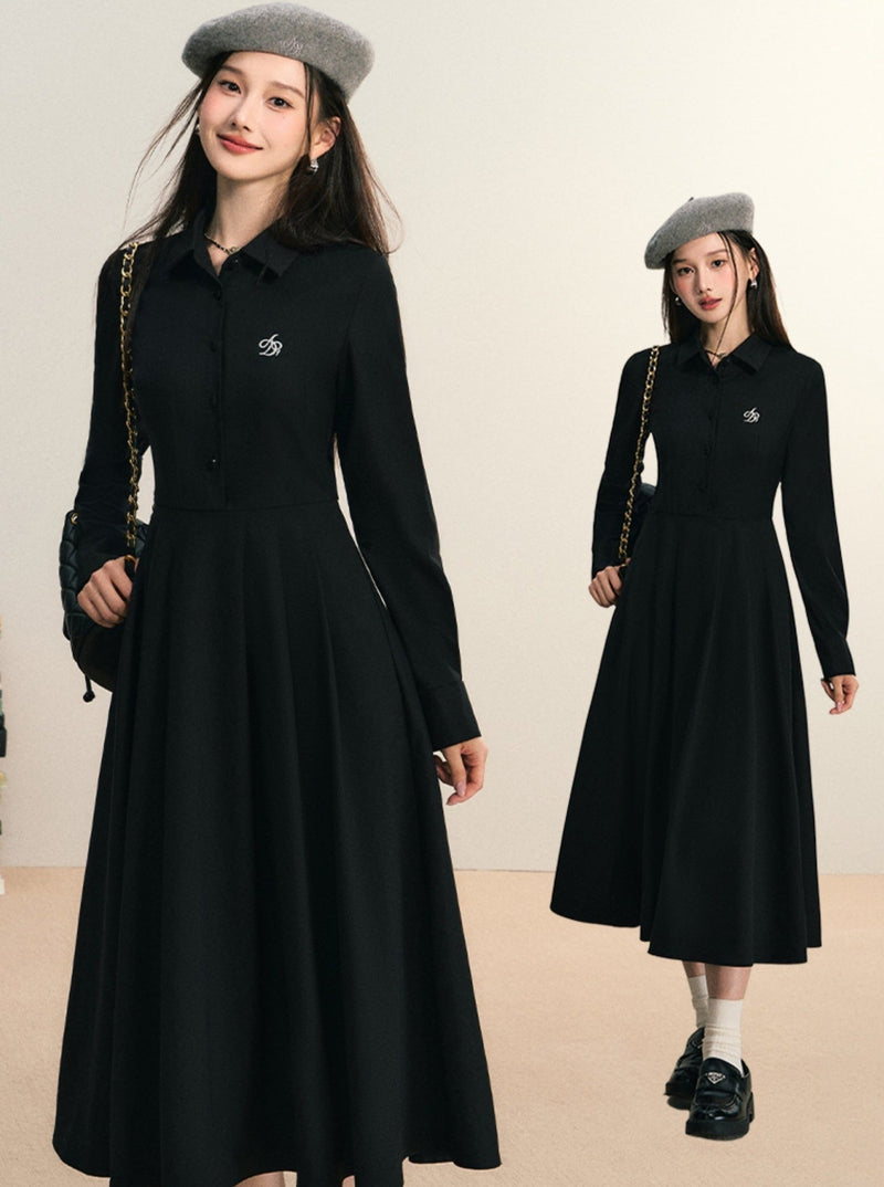 Classic Shirt Dress: Long-sleeve Midi With Pleated Skirt