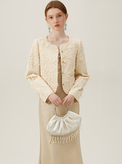 Boucle Pearl Button Coat