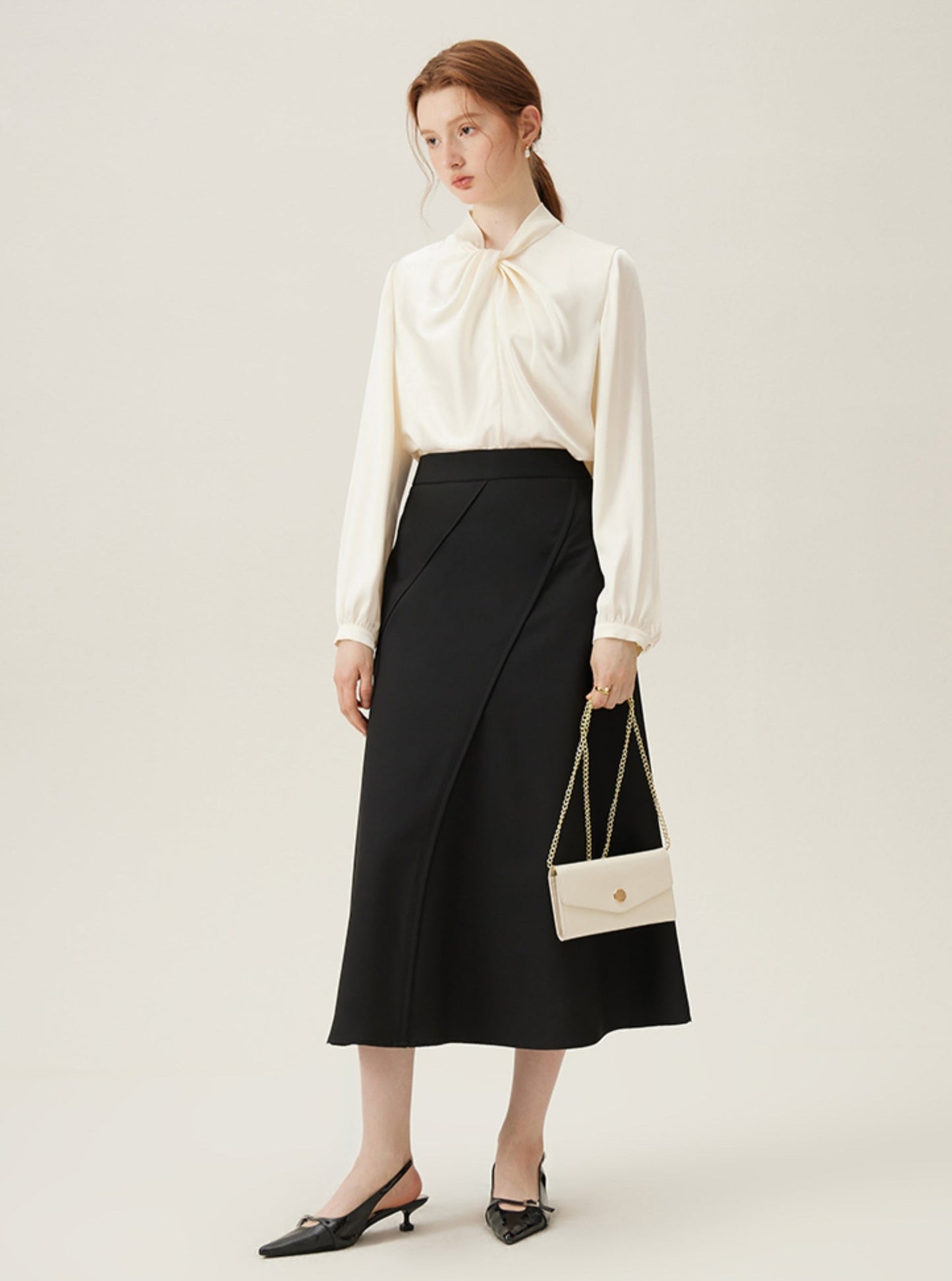 Tie-neck Long Sleeve Blouse