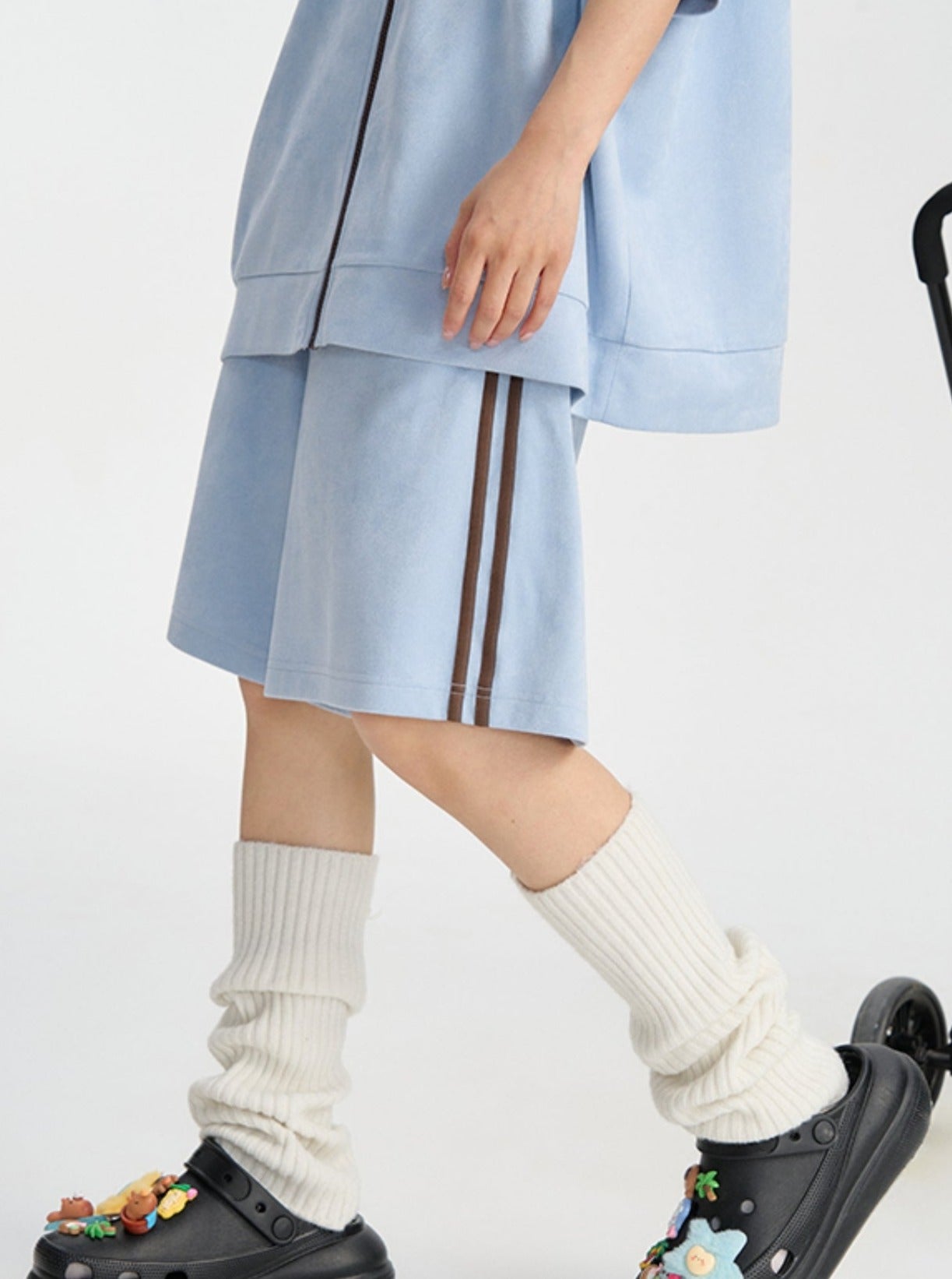 Faux Suede Track Short Pants