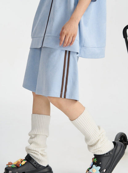 Faux Suede Track Short Pants