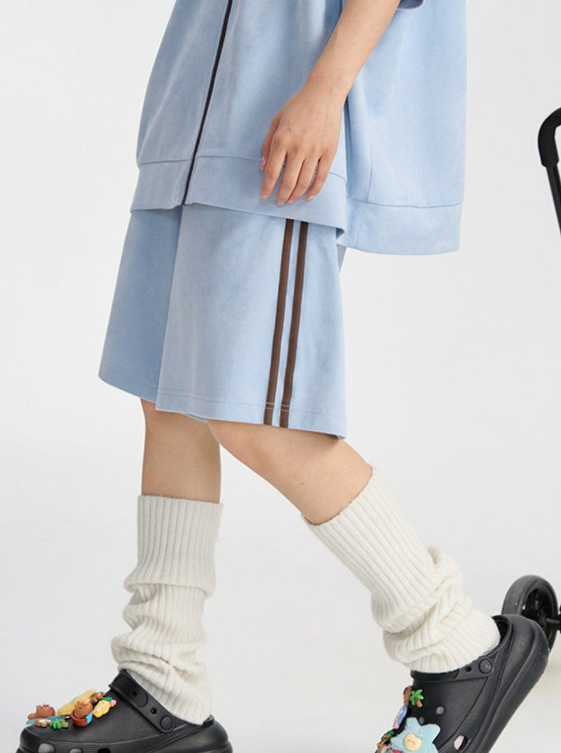 Faux Suede Track Short Pants