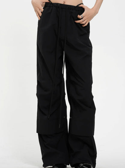 High-waisted Wide Leg Trousers - Black Pleated Front Palazzo Pants