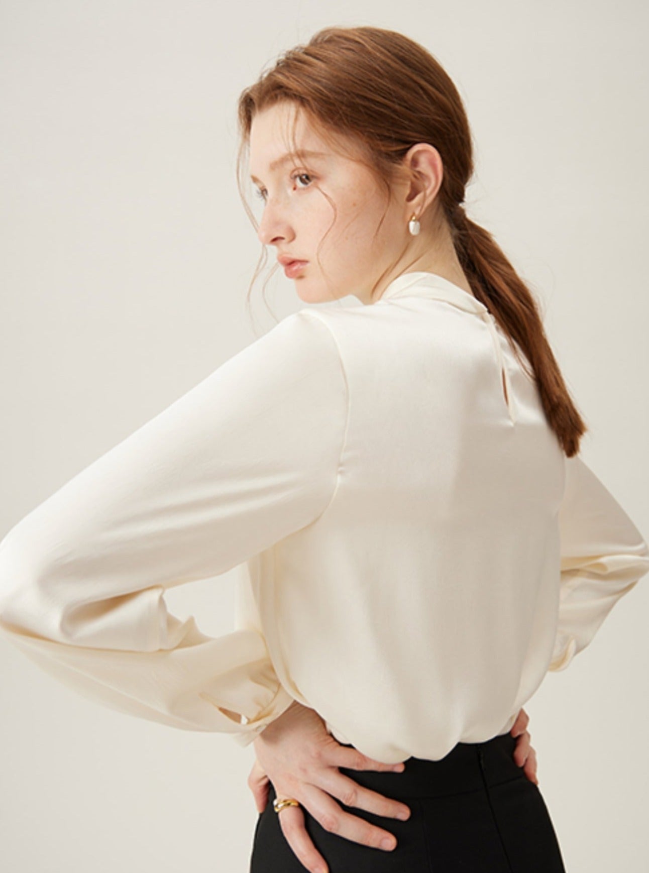 Tie-neck Long Sleeve Blouse