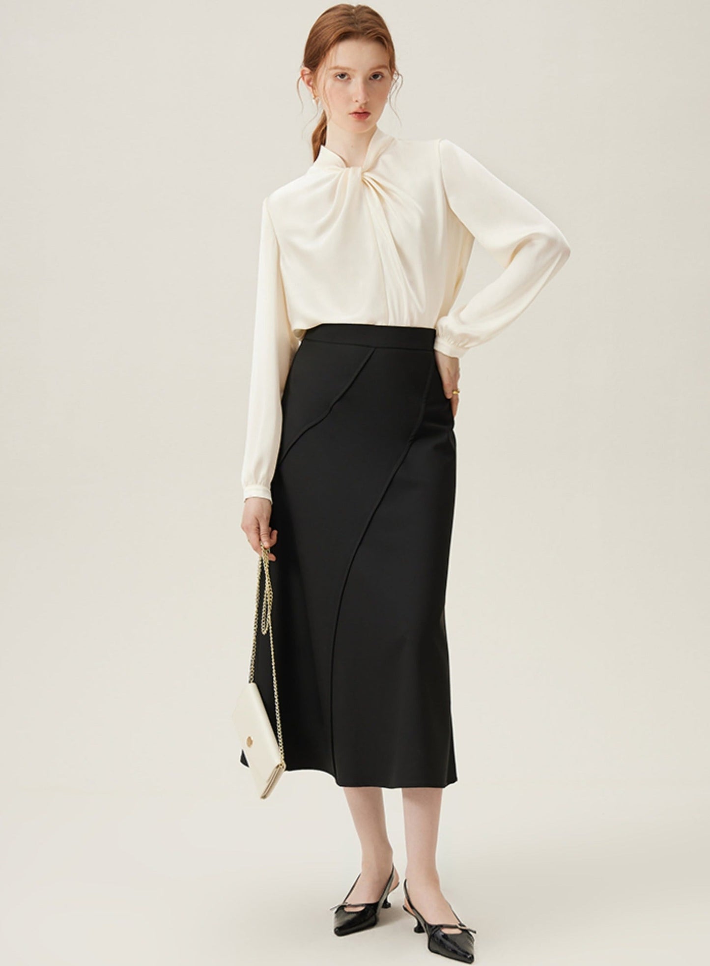 Tie-neck Long Sleeve Blouse