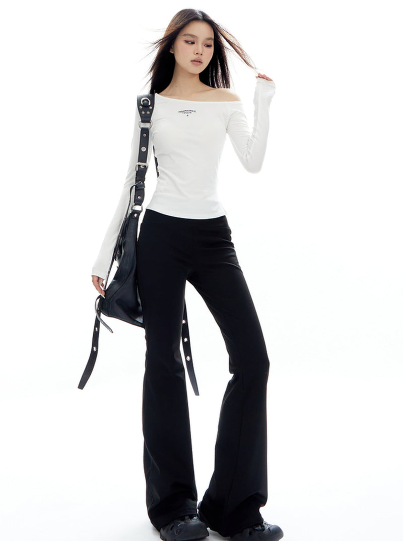 Black High-waisted Flared Pants