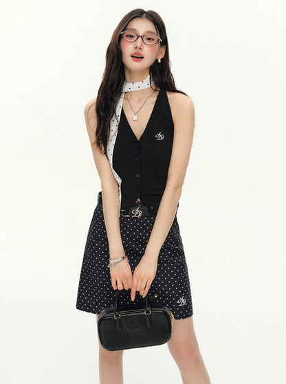 Sleeveless Ribbed Cardigan - V-neck Button-up Knit Tank Top