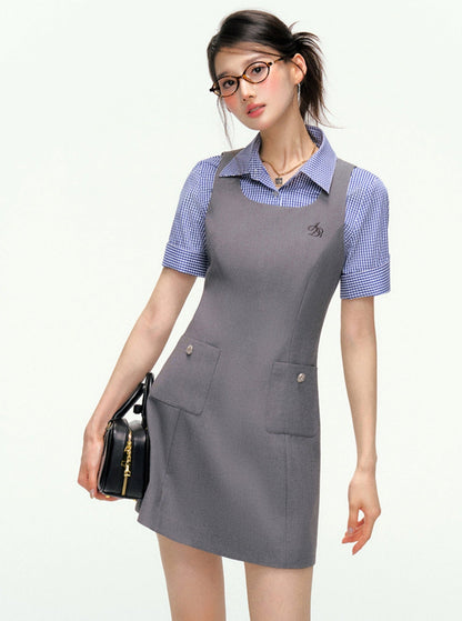 Sleeveless A-line Mini Dress - Sporty Pocket Detail Tank Tunic