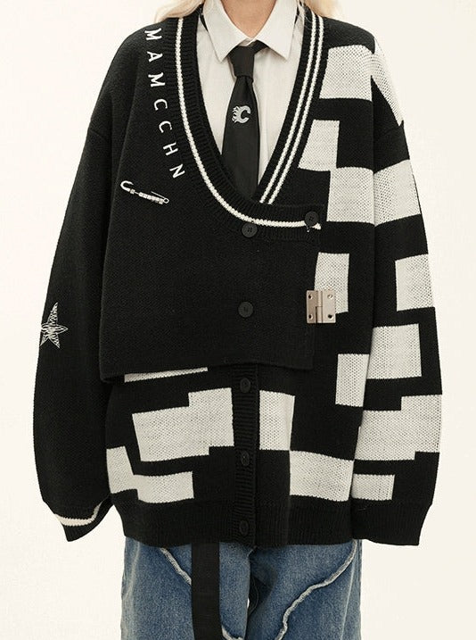 Original Design Garbled Sweater Cardigan Top