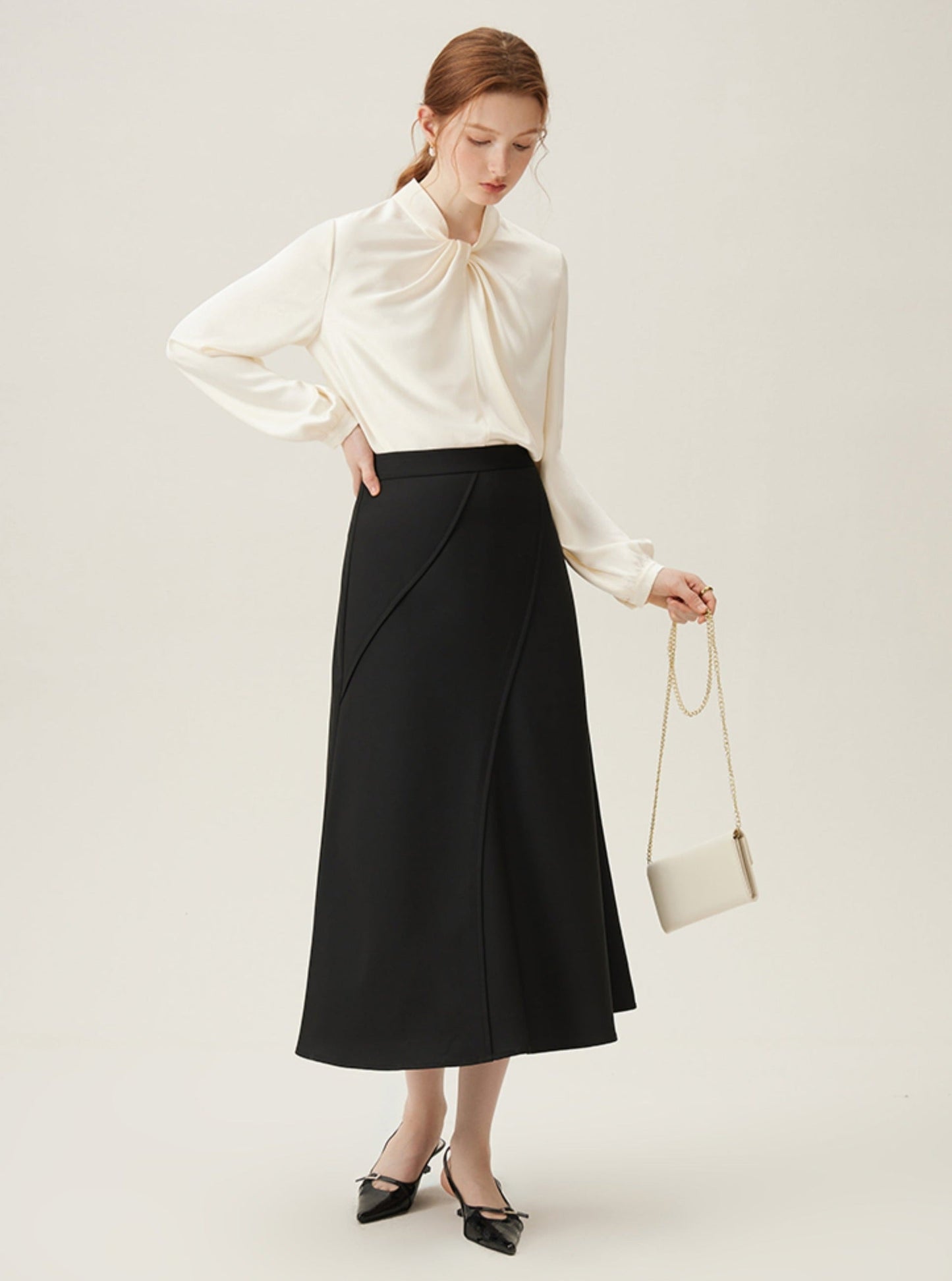 Tie-neck Long Sleeve Blouse