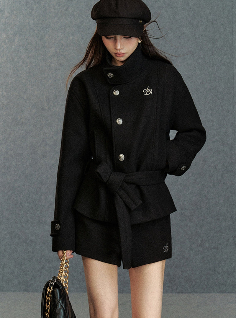 Asymmetric Belted Coat
