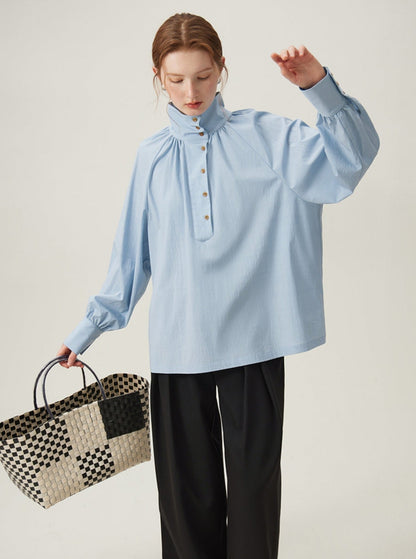 Pearl Button Collar Blouse