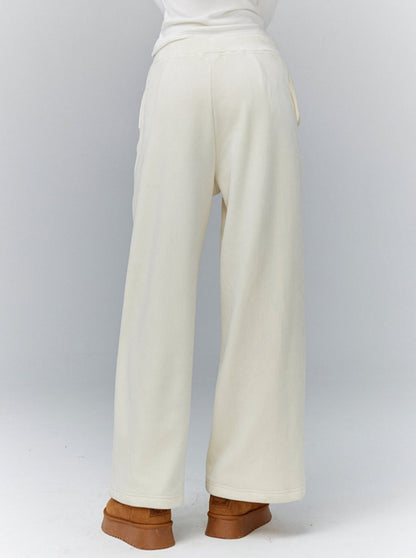 Wide-leg Drawstring Lounge Pants in Black and Cream
