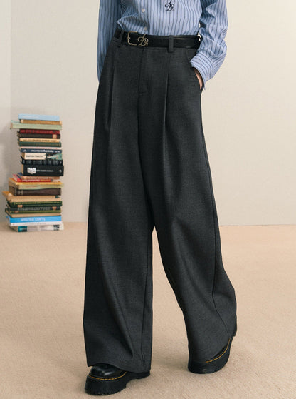 Camel Wide-leg Trousers - High-waisted Pleated Palazzo Pants