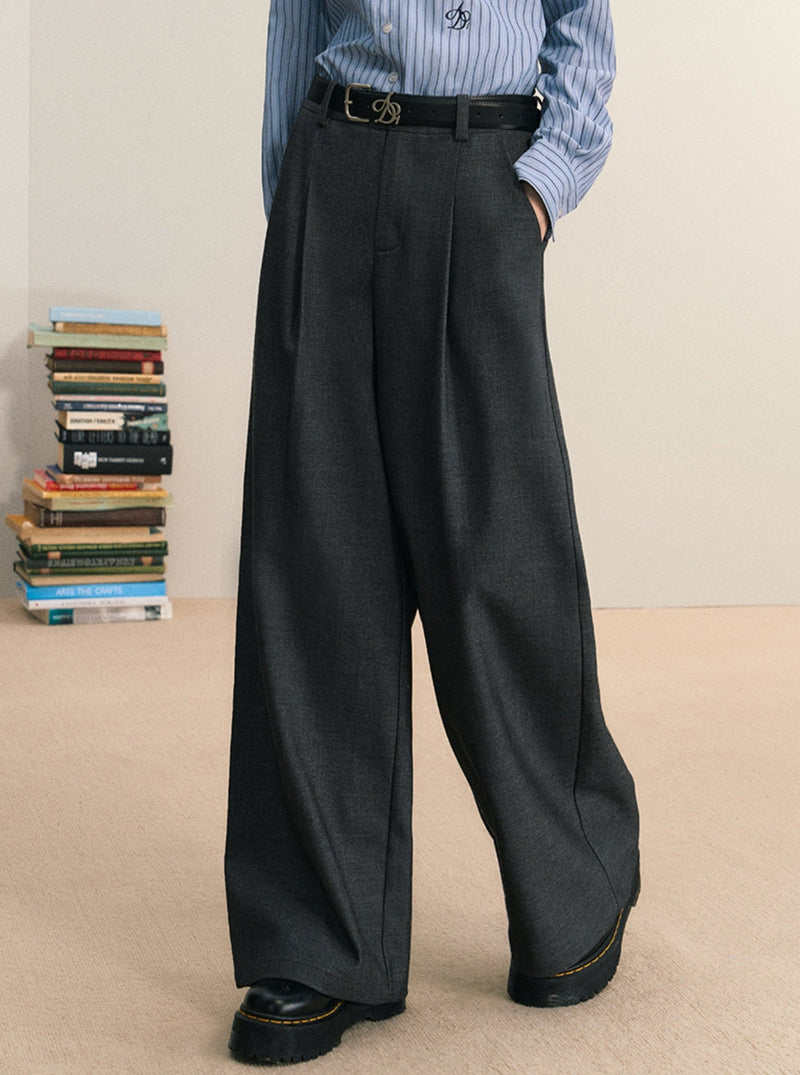 Camel Wide-leg Trousers - High-waisted Pleated Palazzo Pants