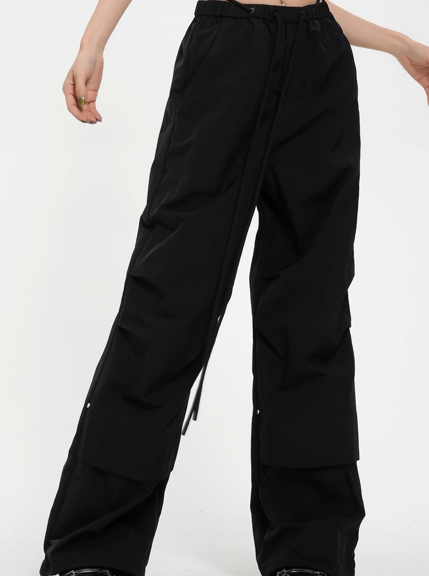 High-waisted Wide Leg Trousers - Black Pleated Front Palazzo Pants
