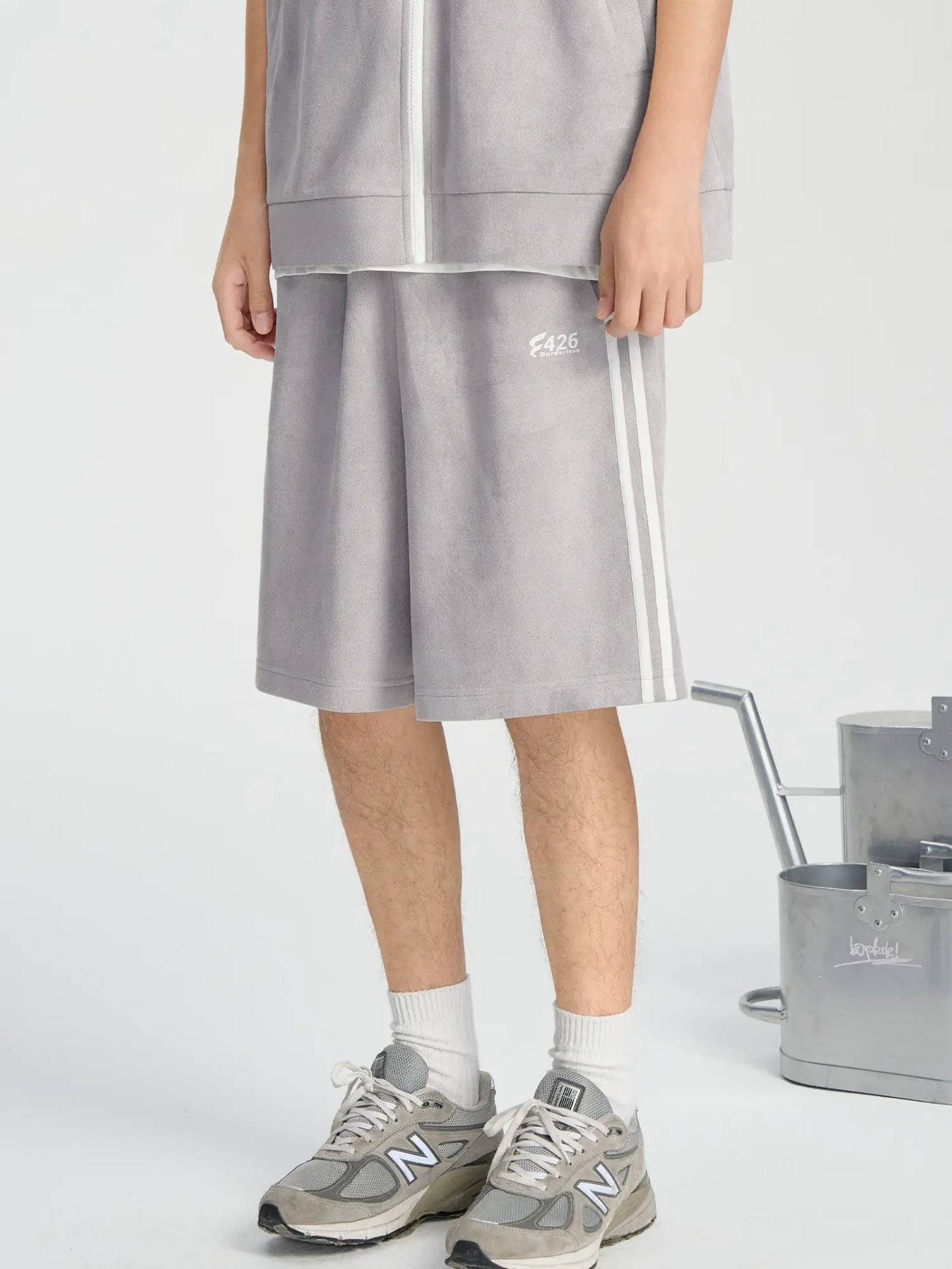 Faux Suede Track Short Pants