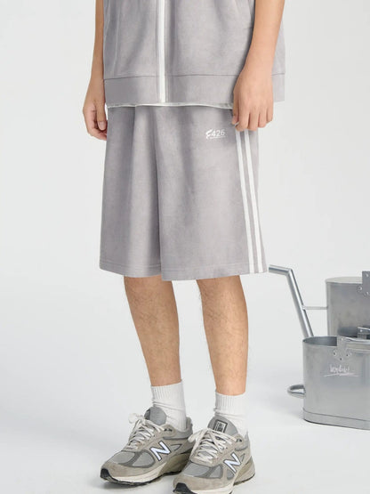 Faux Suede Track Short Pants