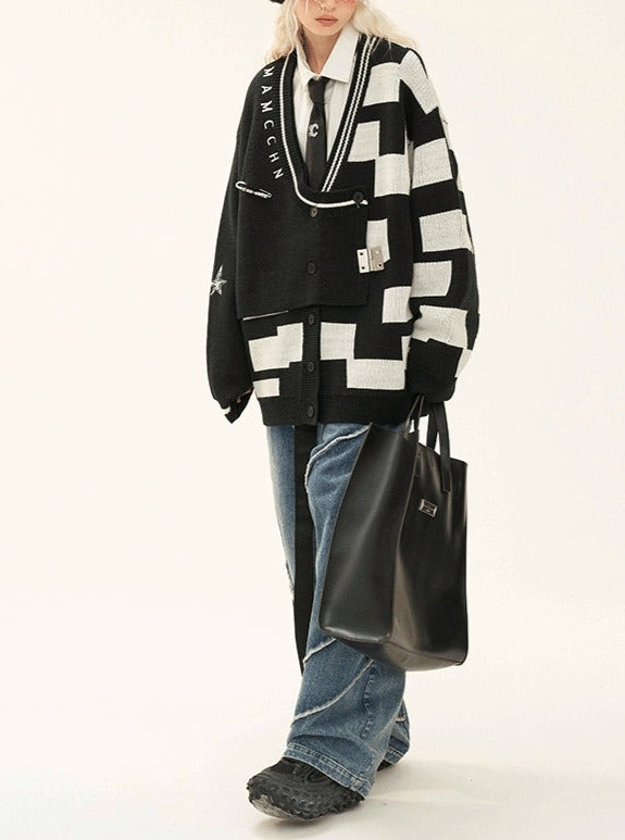 Original Design Garbled Sweater Cardigan Top