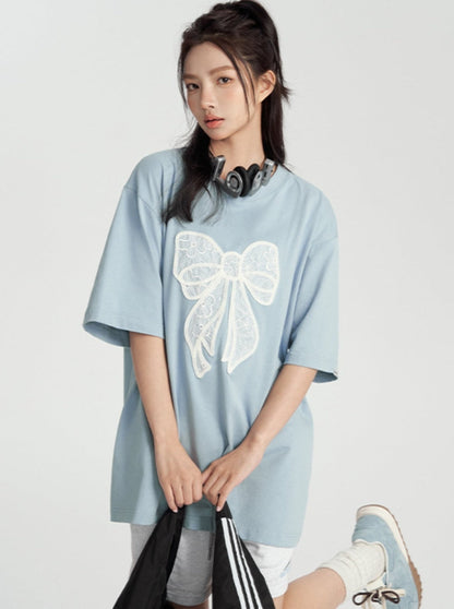T-shirt With Lace Bow Detail