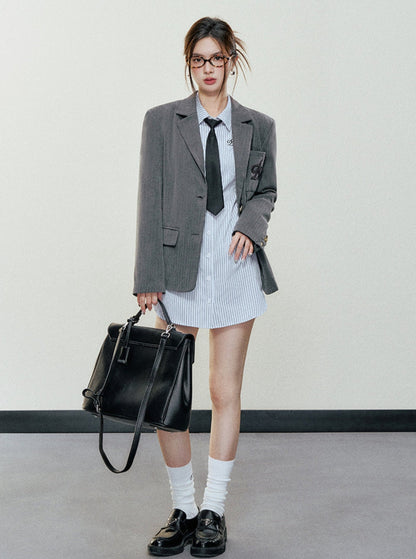 Classic Striped Button-down Shirt - Long Sleeve Fitted Collared Blouse