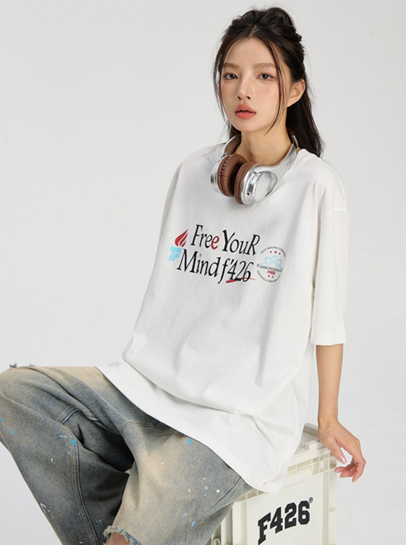 Slogan Print T-shirt in Relaxed Fit