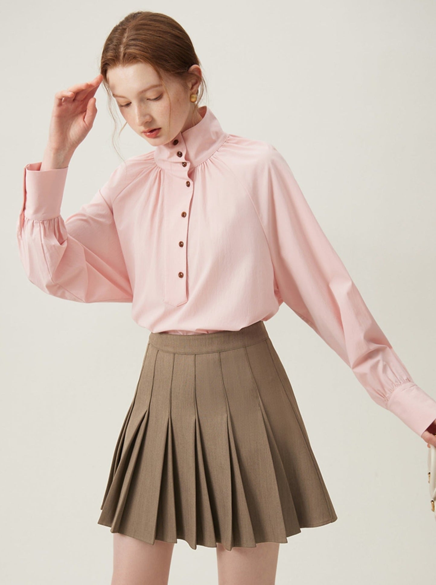 Pearl Button Collar Blouse