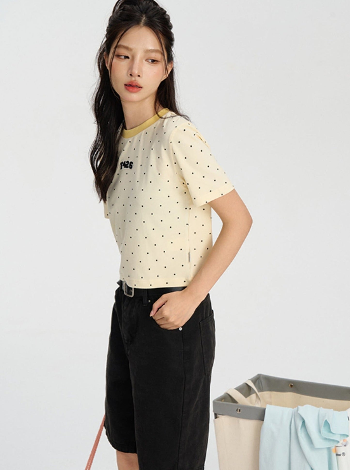 Polka Dot T-shirt in Summer Street Style