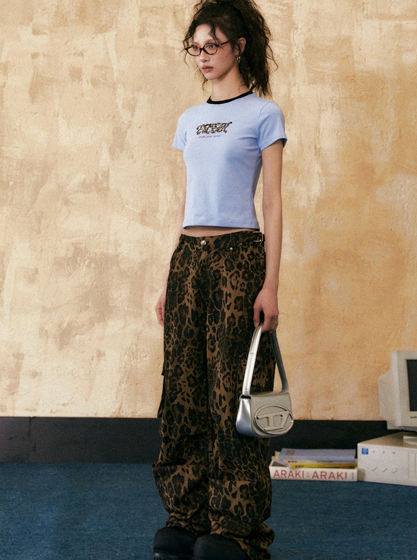 American Retro Leopard Print Pants
